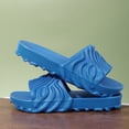 thumbnail image 4 of Platform Slippers for Women Men Cushioning Nonslip Indoor Slides Open Toe Thick Soft Sole Summer Sandals Beach Shoes Blue Size 10, 4 of 7