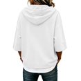 thumbnail image 6 of TZZQ 3/4 Sleeve Hoodie Sweatshirts for Women Drawstring Hood Oversized Pullover Sweatshirt Comfort Plain Long Sleeve Pullover Tops Plus Size Cute Basic Lightweight Hoodie Sweatshirts White S, 6 of 7