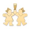 Finest Gold 14K Solid Engravable Small Double Girls Charm