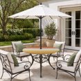 thumbnail image 2 of Round Outdoor Tablecloth with Umbrella Hole and Zipper, Orange Yellow Ombre Tablecloth with Elastic Waterproof, Contemporary Abstract Gradient Patio Table Covers for 55" - 60" Picnic Pool Tables, 2 of 9