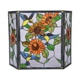 thumbnail image 2 of CHLOE Sunflower Tiffany-style 3pcs Folding Floral Fireplace Screen 44" Wide, 2 of 4