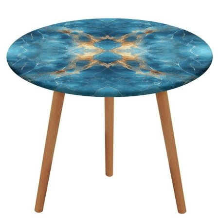 

Colorful Marble Blue Gilded Gold (19) Tablecloth Round Elastic Fitted Waterproof Table Cover Cloth for Dining Room Indoor Outdoor Decor