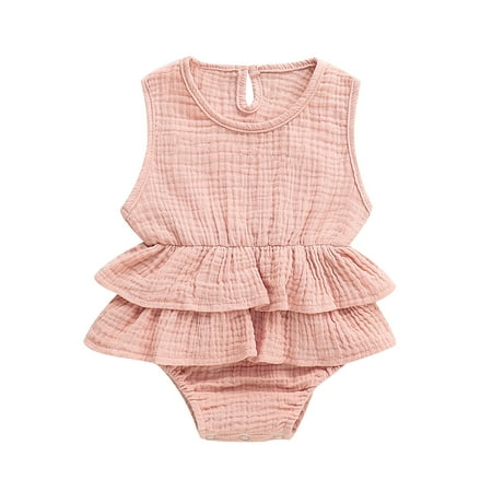 

Fanvereka Baby Girl Sleeveless Romper Ruffle Solid color Tutu Dress Jumpsuit
