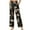 Cow Print Beige Black, variant on Daisy Floral Skull Print Orange Black Womens Palazzo Pants High Waisted Casual Long Pants Comfortable Stretchy Lightweight Wide Leg Slacks with Side Pockets, XXL