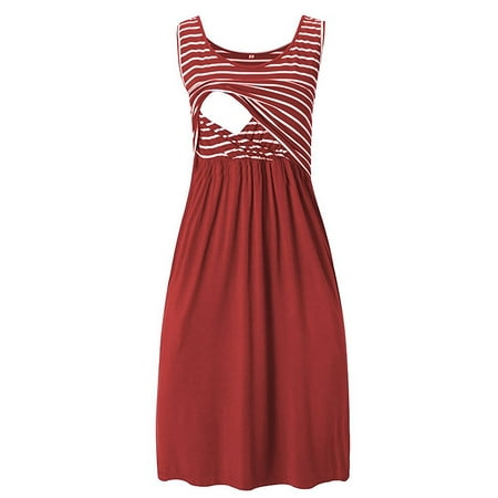 

Cilcicy Women Crossed Surplice Lactation Mini Skirts Crew Neck Breastfeeding Tank Dress