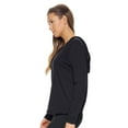 thumbnail image 2 of Expert Brand USA-Made Women's MoCA Cotton Blend V-Neck Cinch Hoodie, Black, Small, 2 of 5