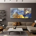 thumbnail image 5 of 3 Piece Abstract Wall Art Blue and Gold Clouds Paintings Smoke Wall Decor Texture Poster Modern Artwork Picture HD Canvas Print,Framed for Living Room Bedroom Bathroom, 12"x16"x3 Panels, 5 of 7