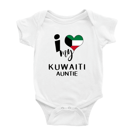 

I Heart My Kuwaiti Auntie Kuwait Love Flag Baby One-Pieces Baby Bodysuit (White 12-18 Months)