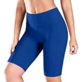 thumbnail image 2 of Knee Length Biker Shorts for Women Tummy Control Yoga Workout Gym Running Volleyball Compression Shorts with Pockets, L, 2 of 8