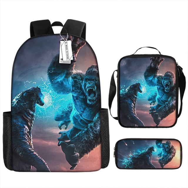 Godzilla Vs King Kong Schoolbag, Student Backpack, Godzilla Vs Kong Three-Piece Backpack-SHUNJING
