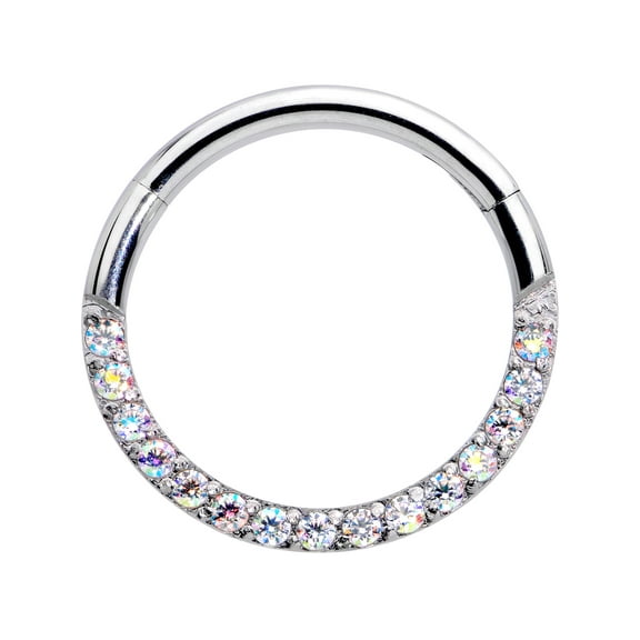 Body Candy Womens 16G Steel Hinged Segment Ring Seamless Cartilage Septum Aurora Accent Nose Hoop 3/8"