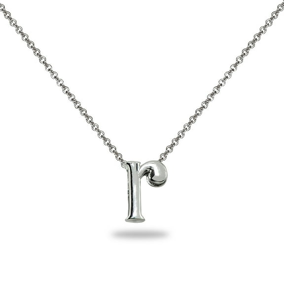 Sterling Silver R Letter Initial Alphabet 925 Silver Necklace, 15 inches with extender