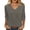 Gray, variant on Women's Scalloped Trim V Neck 3/4 Sleeve Pullover Tops Solid Casual Loose Fit T Shirts Soft Blouses for Spring Summer Black