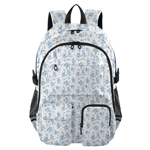 DIXRUYEE Sky Blue Sprig Backpack for School 14”Laptop Compatible with Reflective Safety Strips