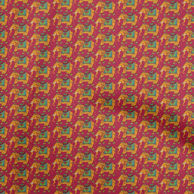 oneOone Velvet Magenta Fabric Kalamkari Sewing Craft Projects Fabric Prints By Yard 58 Inch Wide