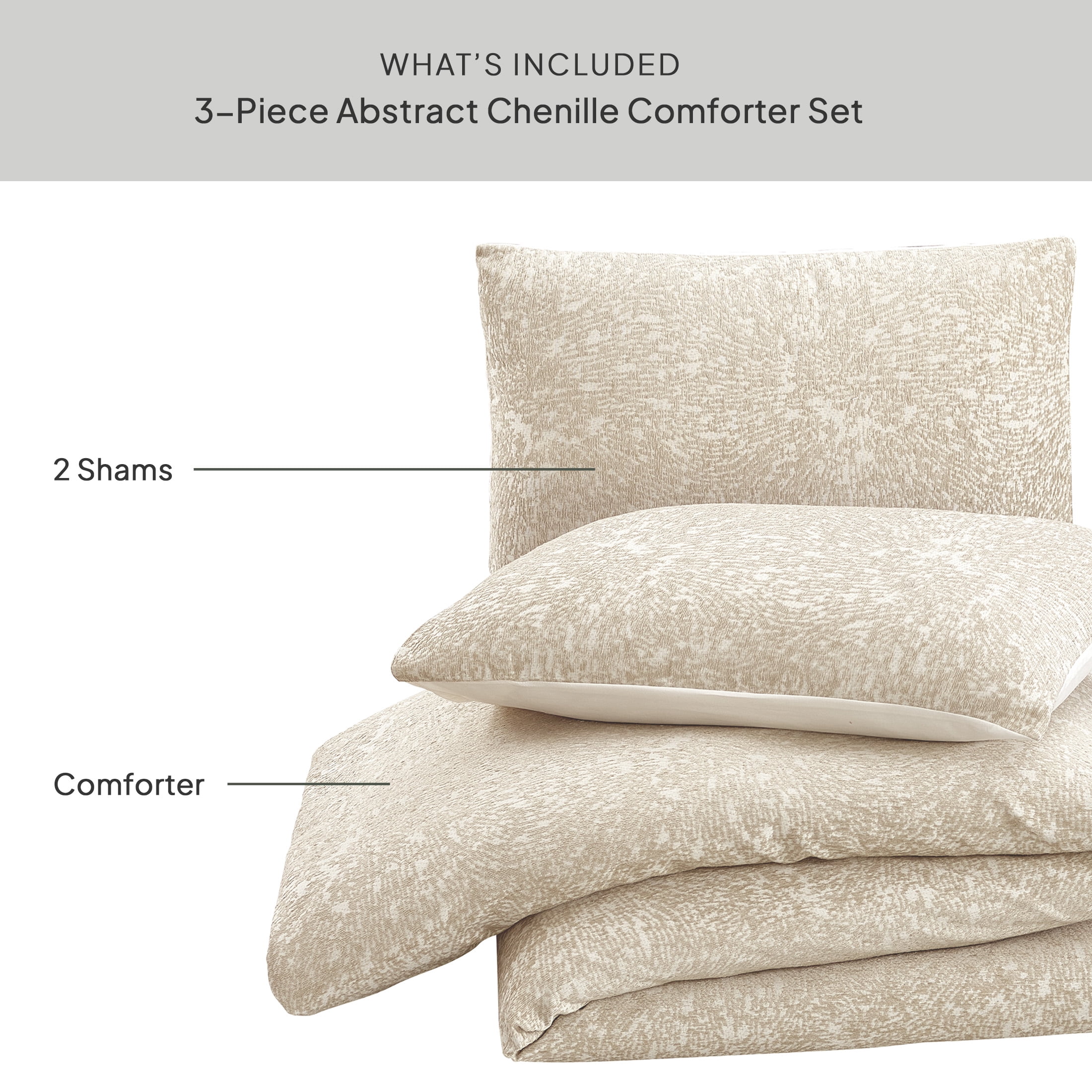 Better Homes & Gardens King Comforter Set, Heavy Weight Warmth, 3-Piece, Tan Chenille