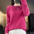 thumbnail image 3 of Women 100% Pure Merino Wool Knitted Sweater Autumn Winter Fashion O-Neck Pullover Seamless Jumper Tops Cashmere Warm Clothes, 3 of 5