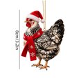 thumbnail image 3 of Chicken Christmas Ornament Acrylic Chicken with Christmas Hat Pendant Holiday Party Christmas Tree Decorations Hen Hanging Pendant Gift, 3 of 6
