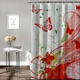 thumbnail image 2 of Chilfamy  Orange and Pink Shower Curtain, Warm Colors Victorian Style Arrangement of Swirls and Lines, Cloth Fabric Bathroom Decor Set with Hooks, Vermilion and Pale Pink White, 2 of 7