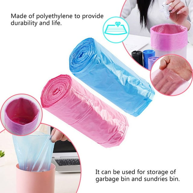 Newly Upgraded Version Office Desk Small Trash Bags Mini Recycling Garbage Trash Can Bags Disposable Bags for Car Bathroom Kitchen Under Cabinet Blue