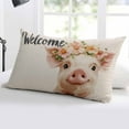 thumbnail image 5 of Pig Flower Garland Throw Pillow Cover 16 x 24 Inch Decorative Pillow Cover Farm Animal Cottagecore Blooms Floral Lumbar Pillowcase Seasonal Rectangle Cushion Case for Couch Sofa Bed Living Room, 5 of 7