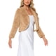 thumbnail image 4 of CHAQUETA CORTA ABIERTA INSPIRADA EN CHIC PARA MUJER, BOLERO DE FALSO PIEL DE MANGA LARGA, ABRIGO DE INVIERNO S CAMEL, 4 of 5