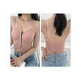 thumbnail image 4 of Gustave Women Summer Crop Tank Tops Spaghetti Strap Cami Shirts Sleeveless Front Zip Padded Camisole Sexy V Neck Clubwear Blouses "Pink", 4 of 11