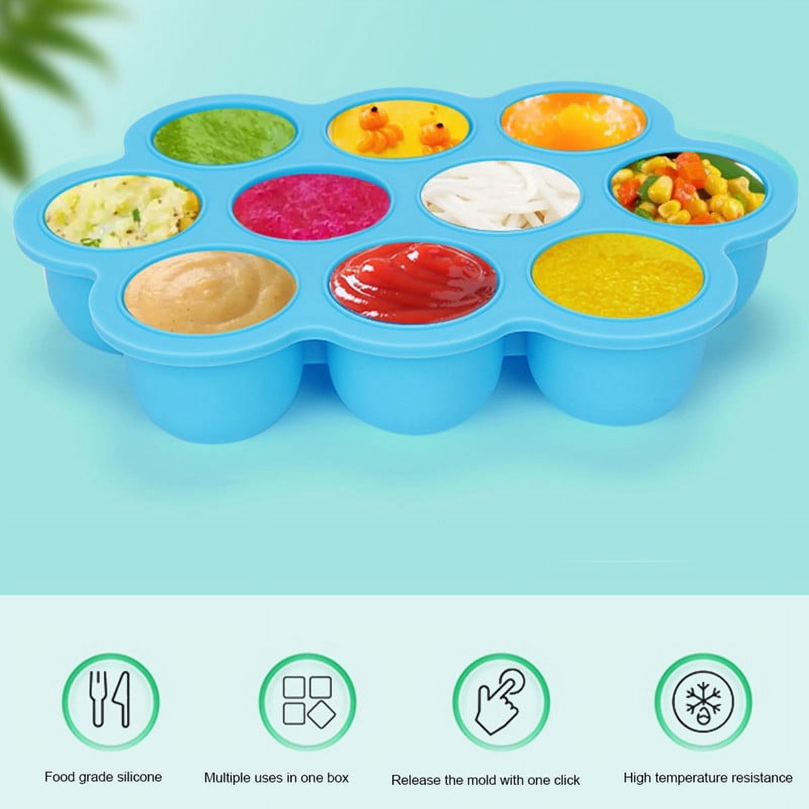 MZHICH Freezer Silicone Tray with Lid Blue for Baby Food Blue