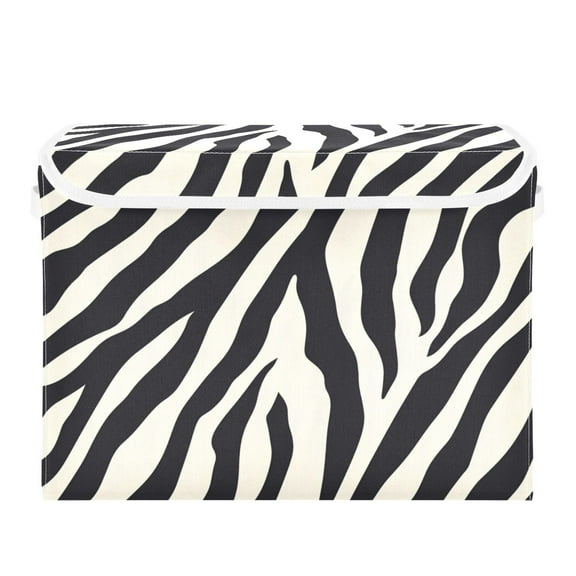 Black White Abstract Zebras Pattern Foldable Storage Bin with Lid and Handle Collapsible Storage Box 16.5 x 12.6 x 11.8 inches