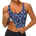 thumbnail image 3 of Daiia Blue Skull Flower Printed Women's Sports Bra, Breathable Activewear Bra with U-Back Design and Removable Pads, Comfortable and Supportive for Yoga, Workout-Large, 3 of 8