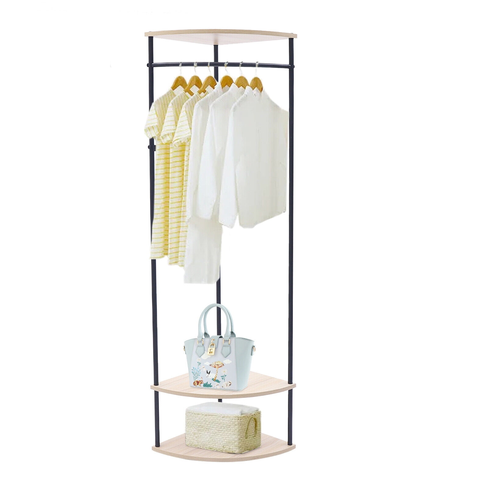 Rustic Freestanding Coat Rack with Shoes Storage Shelf Fits for Corner ...