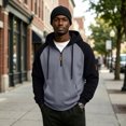 thumbnail image 2 of GrmtClth Men's Soft Long Sleeve Quarter Zip Hoodie Contrast Zipper Casual Pullover Lightweight Sweatshirt for All Season Daily Outdoor Wear 2XL, 2 of 8