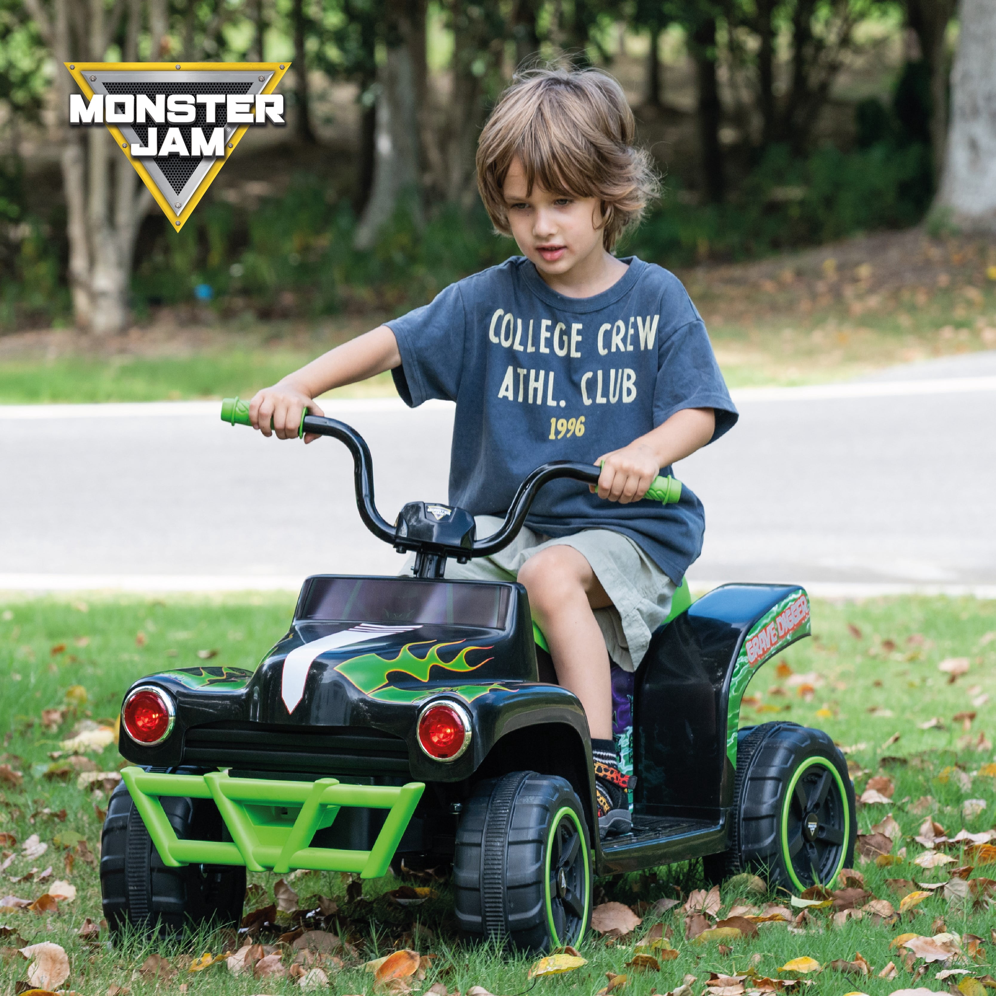 Monster Jam 12V Grave Digger Kids 1 Seat Ride-On ATV with 3.5 MPH Top Speed, Forward/Reverse Controls and Rechargeable Battery