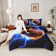 thumbnail image 4 of Castle Fairy Basketball Sport Twin Comforter Sets,Abstract Flame Lightning Bedding Set, 4 of 8