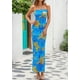 thumbnail image 3 of Vestido largo PRETTYGARDEN sin tirantes con estampado floral para mujer, azul XL, 3 of 9