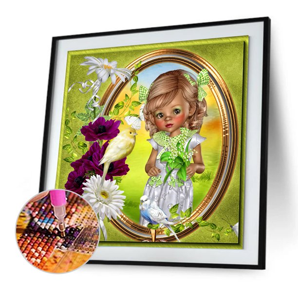 Cuadros Decorativos Taladro redondo completo pintura de diamantes bebé niña mosaico dibujo de diamantes de imitación (NH1031) Sywqhk Nuevos Originales