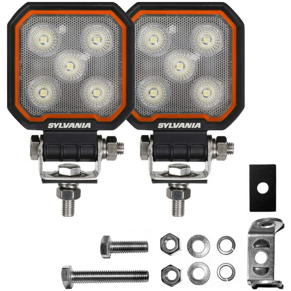 SYLVANIA Rugged 3 Inch Cube LED Light Pods | LIFETIME Limited Warranty | Flood Light 1400 Raw Lumens, Off Road Driving Work Light, Truck, Tractor, Boat, ATV, UTV, SUV, 4x4 (2 PC)
