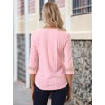 thumbnail image 4 of DARING DIVA Women's 3/4 Sleeve Tops Hollow Color Block Boho Shirts XL Light Pink, 4 of 6