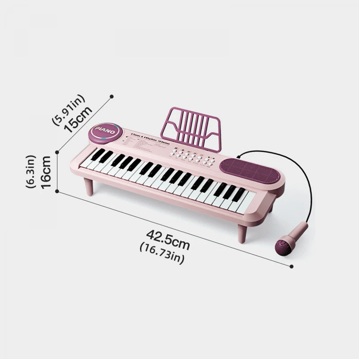 Electric Piano Keyboard for Girls, Portable Music Instruments with Microphone for Kids Christmas Birthday Gifts(Red)
