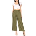 thumbnail image 4 of Women's Basic Wide Leg Elastic Waistband Button Detailing Pants, 4 of 5