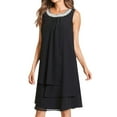 thumbnail image 2 of DondPO Robe à Sequins pour Femmes, Robes Midi Femmes en Chiffon Été Grande Taille Robe Décontractée Sans Manches Col Rond Robe de Soirée Robes d'Été, Robes d'Été pour Femmes Grande Taille Robe Noire 4TG, 2 of 2