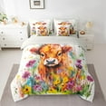 thumbnail image 2 of Homewish Female Men Highland Cow Bedding Comforter Set 7-Piece,Farmhouse Animal King Bedding Sets,Chic Floral Flowers Ultra Soft Bed Sheets,Lightweight Room Decor,Reversible, 2 of 8