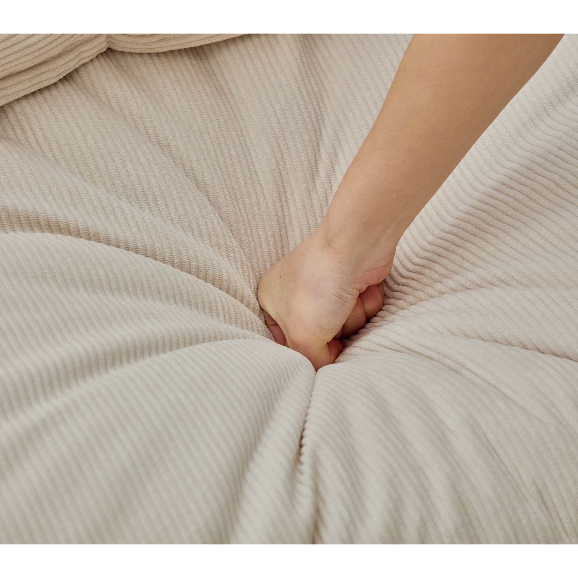 MOONMISS 2-Seat Modular Corduroy Sofa Neck Lumbar Pillows DIY No Armrests for Apartment,Beige