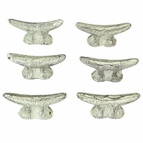 Zeckos White Cast Iron Nautical Boat Cleat Drawer Pulls Set of 6