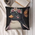 thumbnail image 7 of Penguin flower crown butterfly Linen toss pillowcase Decoration pillowcase Gift preferred 24x24" Cushion cover 2 set Sofa pillowcase Sofa bedroom living room car, 7 of 7