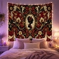 thumbnail image 2 of Oval Black Silhouette With Figure Profile Facing Adorned, Mystical Fantasy for Space Lovers, Galaxy Room Decor, Valentine's Day Gift, Tapestry Wall Hanging for Bedroom and Dorm, 2 of 7