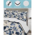 thumbnail image 4 of Navy Blue Beige Peony Twin Size Down Alternative Comforter, Lightweight Comforter Quilt Bedding Set with Pillow Shams Vintage Floral Blossom Botanical All Seasons Bed Comforter Duvet Insert 68"x86", 4 of 7