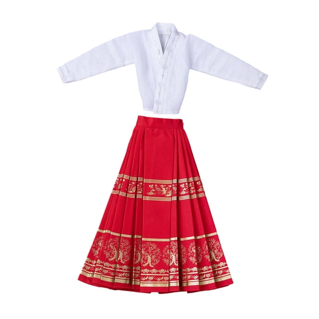Camisa y falda larga a escala 1:6. Ropa realista para figuras de acción, disfraces y muñecas. Ropa en miniatura para figuras femeninas de 12 pulgadas. rojo