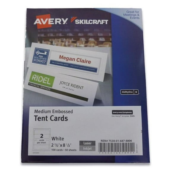 SKILCRAFT Laser, Inkjet Tent Card, White