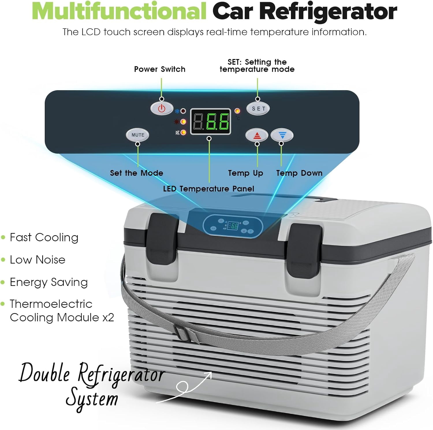 Advwin 21QT Electric Cooler, Portable 12V Car Refrigerator Plug-in Coolers for Camping, Travel, Grey